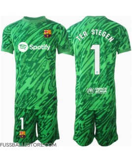 Günstige Barcelona Ter Stegen #1 Torwart Auswärts Trikotsatzt Kinder 2024-25 Kurzarm (+ Kurze Hosen)
